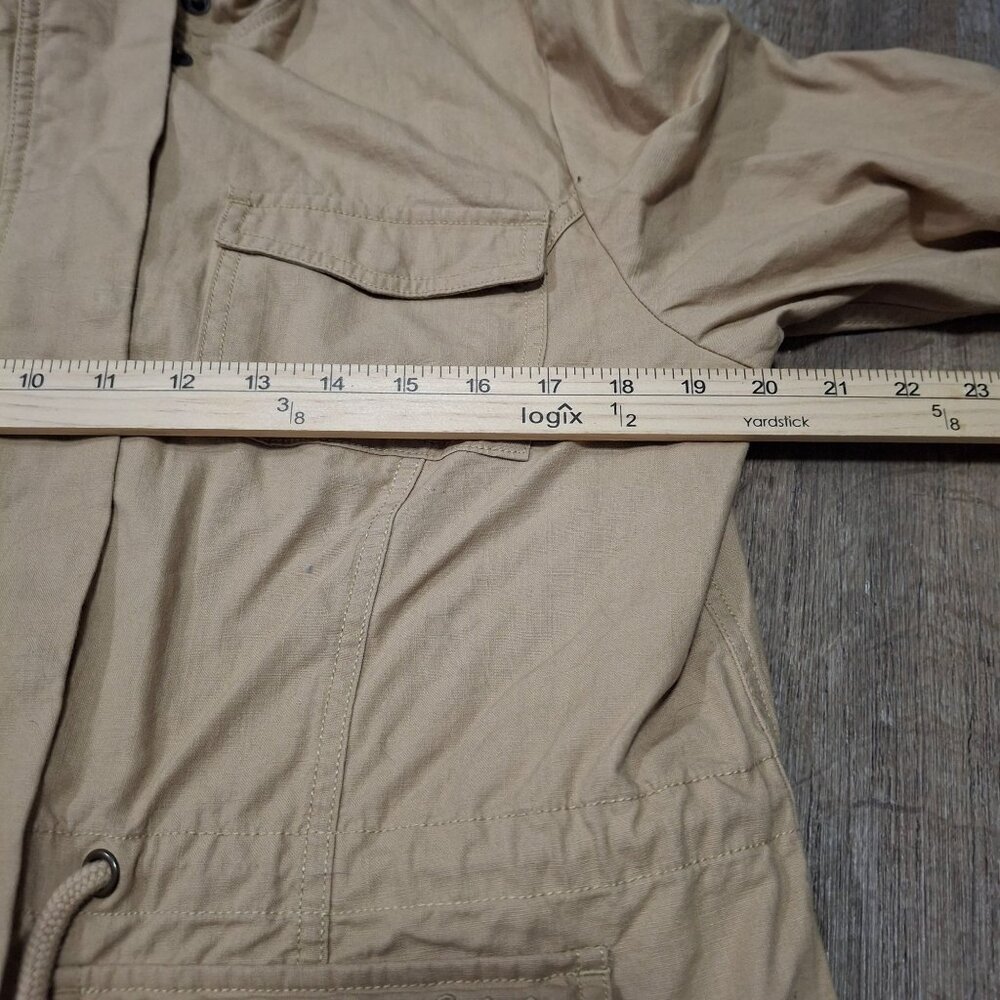 Cabelas Classic Fit Khaki Utility Jacket Drawstring Waist Outdoor Adventure Wear - Picture 6 of 7